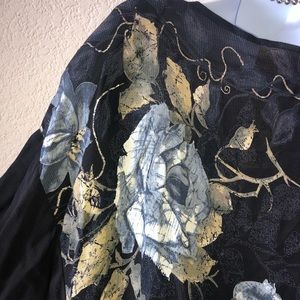 JoStar Sheer Blouse with Blue Flowers